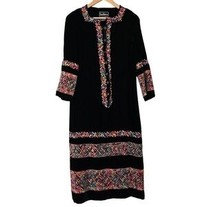 Giorgio Sant'Angelo 1970s Vintage Black Velvet Embroidered Dress